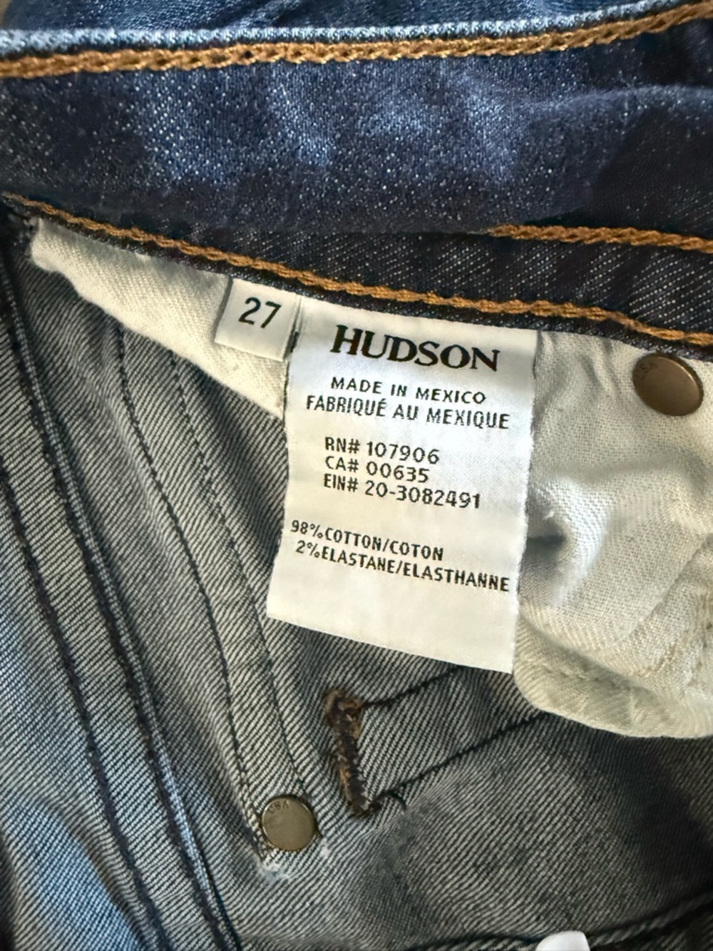 Hudson Ruby Denim Shorts Cuffed Mid Thigh Stretch Jean Short Flap Pocket Size 27 - Picture 6 of 9